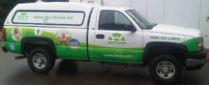 lawnsavers truck logo lawn maintenance packages